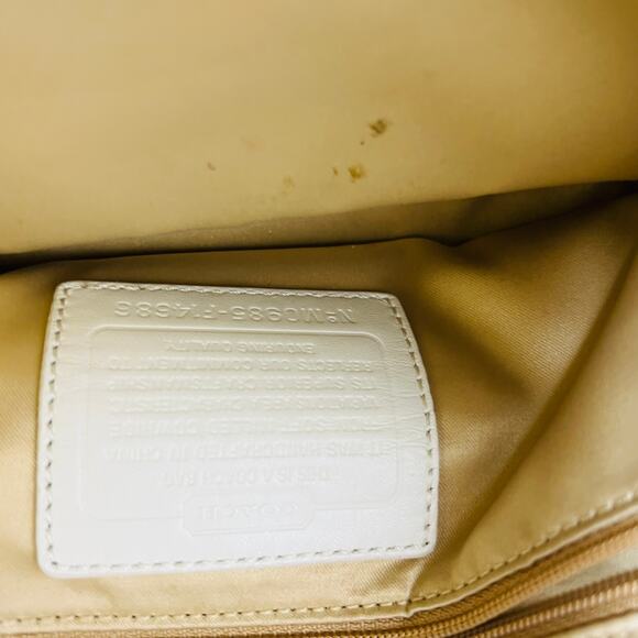 Coach Soft Pebble Leather Satchel Bag Handbag Purse Ivory Gold - Picture 5 of 8